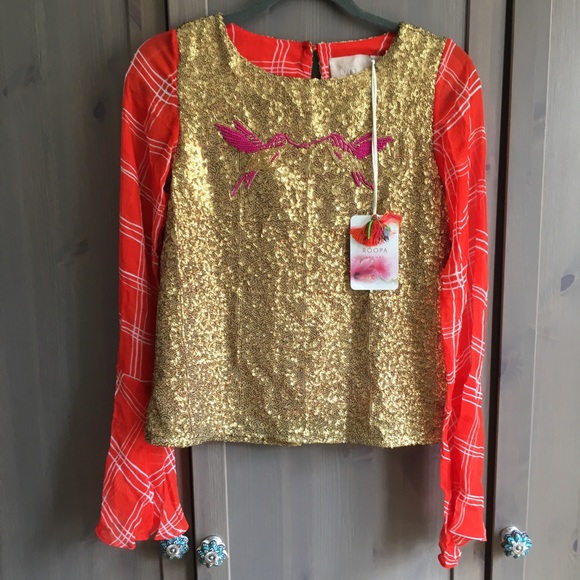 NWT ROOPA Hummingbird Sequin Blouse - Picture 6 of 8